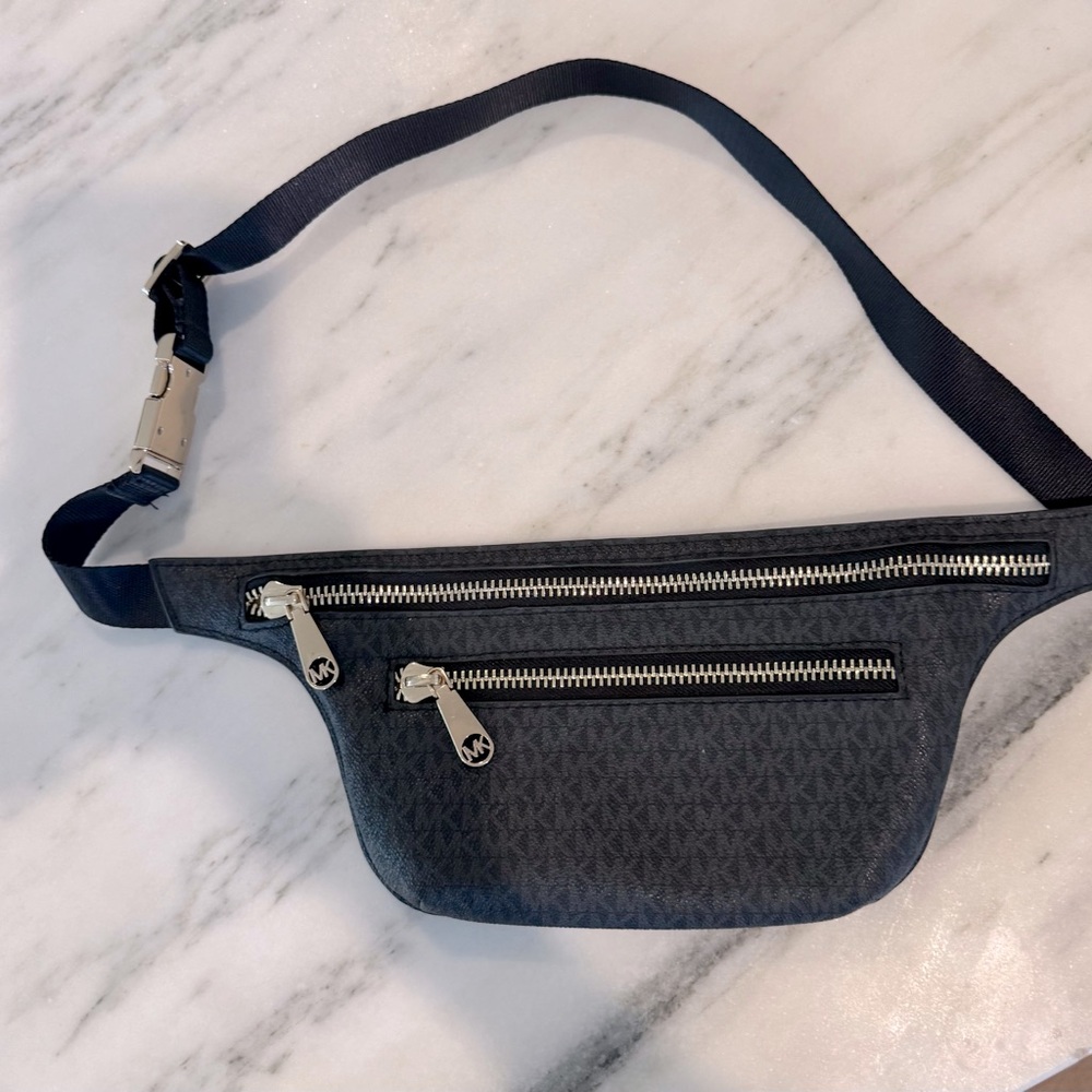 Michael Kors Signature Brown Belt Bag with Gold Accents